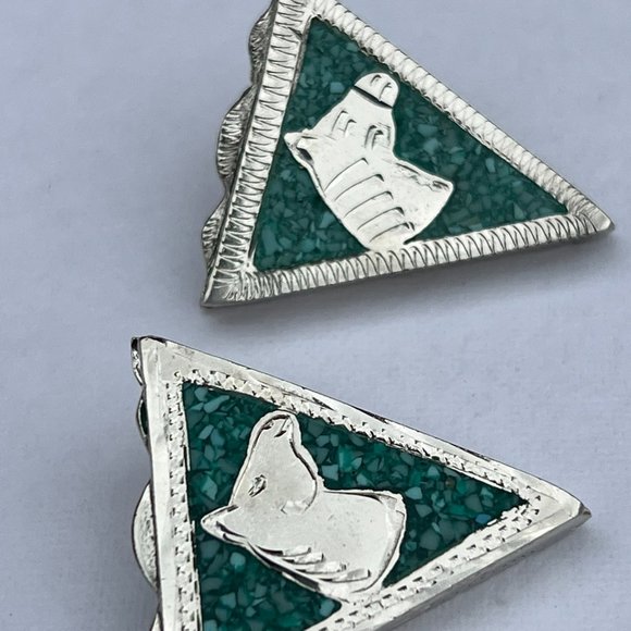 Vintage Mexican Sterling Silver Men's shirt Collar Tip Collar Points Horse Logo - Picture 4 of 8